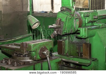 Metalworking machines working mechanisms are shot close-up
