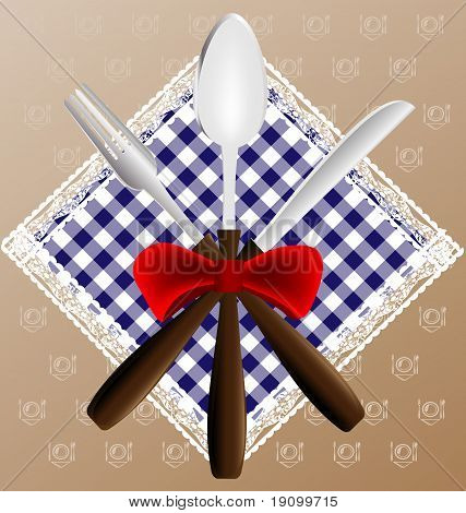 servilleta, cuchara, cuchillo y tenedor