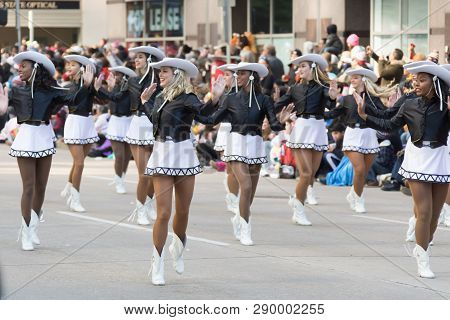Houston, Texas, USA - November 23, 2017, The H-E-B Thanksgiving Day Parade in Houston began in 1949, when Santa arrived at Union Station and rode his sleigh to the downtown Foley’s. A holiday tradition showcasing the Houston community on Thanksgiving morn