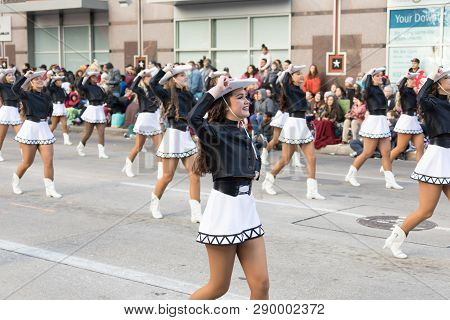 Houston, Texas, USA - November 23, 2017, The H-E-B Thanksgiving Day Parade in Houston began in 1949, when Santa arrived at Union Station and rode his sleigh to the downtown Foley’s. A holiday tradition showcasing the Houston community on Thanksgiving morn