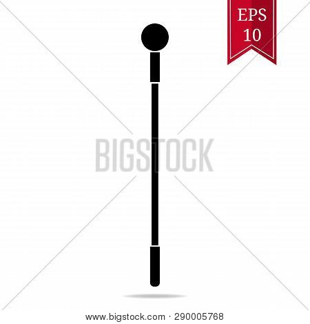 Silhouette Staff Icon Isolated On White Background. Magic Wand Weapon. Low Grade Mage Wand. Vector I