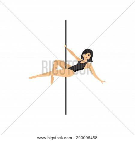 Detailed Character Woman Pole Dancer Exercising For Fitness