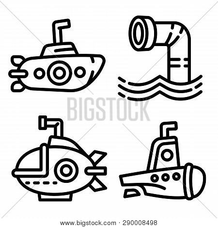 Periscope Icons Set. Outline Set Of Periscope Vector Icons For Web Design Isolated On White Backgrou