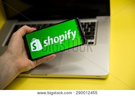 Tula, Russia - January 29, 2019: Shopify Logo Displayed On A Modern Smartphone