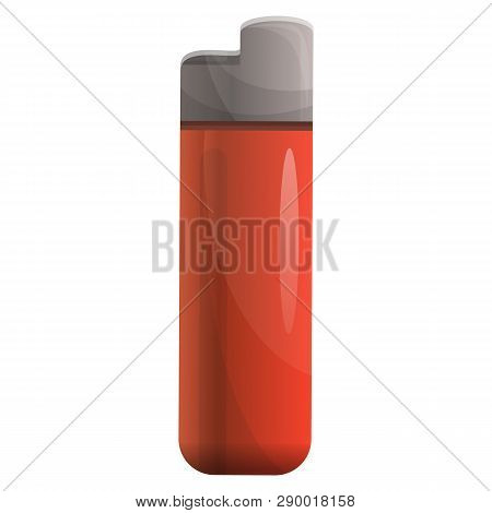 Red Cigarette Lighter Icon. Cartoon Of Red Cigarette Lighter Vector Icon For Web Design Isolated On 