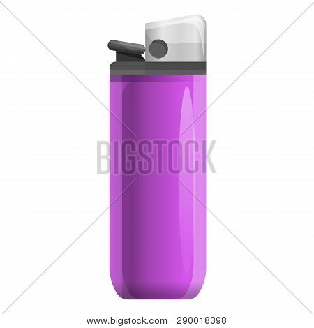 Pink Cigarette Lighter Icon. Cartoon Of Pink Cigarette Lighter Vector Icon For Web Design Isolated O