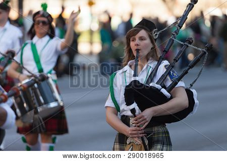 Indianapolis, Indiana, USA - March 17, 2016, The St. Patrick’s Day Parade is a cultural and religious celebration from Ireland in honor of  Saint Patrick.