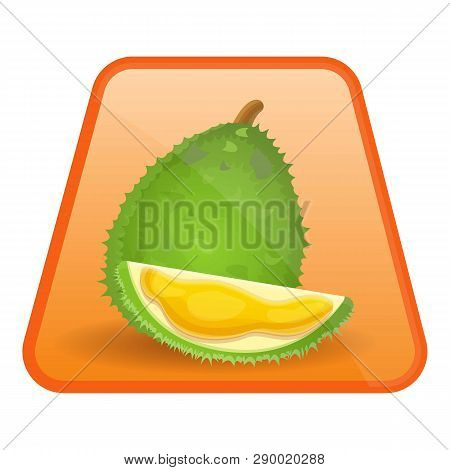 Vegan Eco Durian Logo. Cartoon Of Vegan Eco Durian Vector Logo For Web Design Isolated On White Back