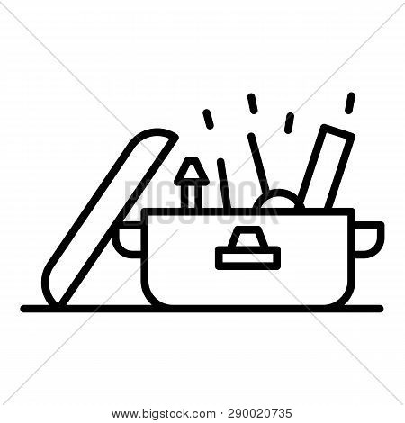 Carpenter Tool Box Icon. Outline Carpenter Tool Box Vector Icon For Web Design Isolated On White Bac