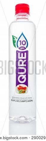 Winneconne, Wi - 14 March 2019: A Bottle Of Qure Ph 10  Water On An Isolated Background