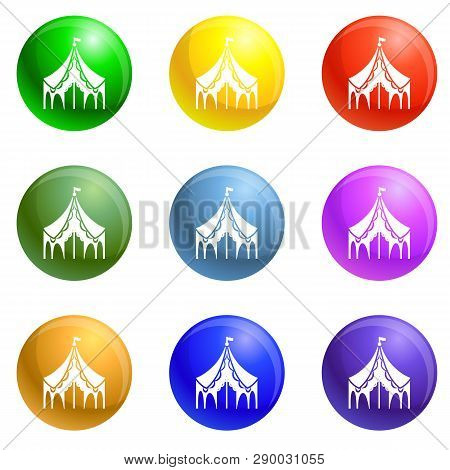 Festival Tent Icons Vector 9 Color Set Isolated On White Background For Any Web Design
