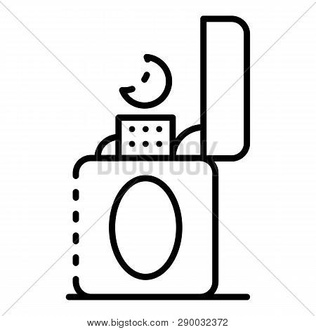 Metal Cigarette Lighter Icon. Outline Metal Cigarette Lighter Vector Icon For Web Design Isolated On