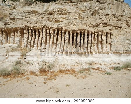 Vertical Cuts In The Rock.mangyshlak Peninsula. Kazakhstan.