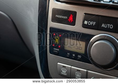 Novosibirsk, Russia - 03.10.2019: View To The Inerior Of Toyota Imsum Last Generation With Parking S