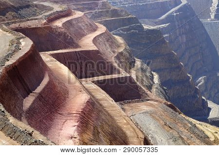 Close Up View Of Layes Of The Super Pit Mine In Kalgoorlie