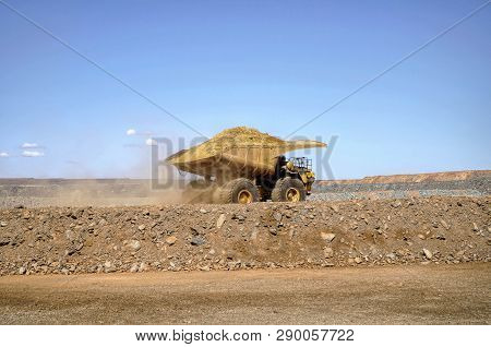 Large Truck Moving Dirt In A Gold Mine At  Kalgoorlie