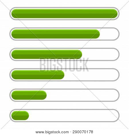 Green Progress Bar Set On White Background.