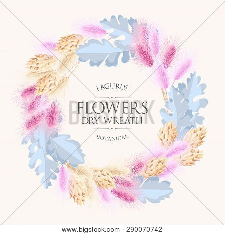 Card With Lagurus And Dry Flowers Wreath