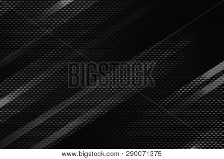 Abstract Black Geometric Background With Stripes. Modern Carbon Fiber Texture. Stock Vector Backdrop