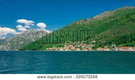 Kamenari-lepetane Ferry In The Bay Of Kotor, Montenegro