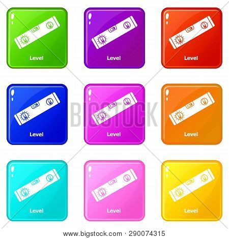 Level Icons Set 9 Color Collection Isolated On White For Any Design