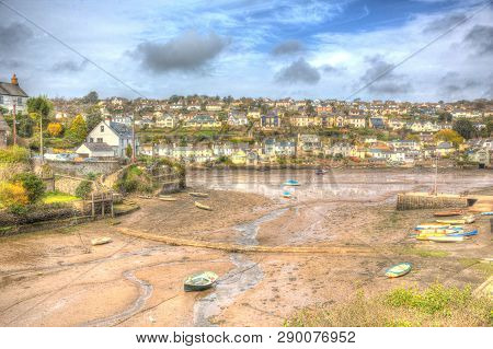 Newton Ferrers Devon South East Of Plymouth Viewed From Noss Mayo In Colourful Hdr