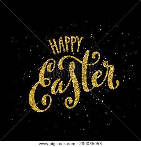 Happy Easter Banner With Handdrawn Calligraphy.template For Poster With Letttering. Vector.