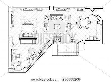 Floor Plan, Top View. The Interior Design Terrace. The Cottage Is A Covered Veranda.
Layout Of The A