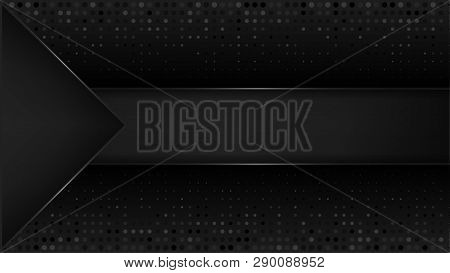 Abstract Geometric Background. Vector Dark Background. Black Luxury Modern Background With Metallic 