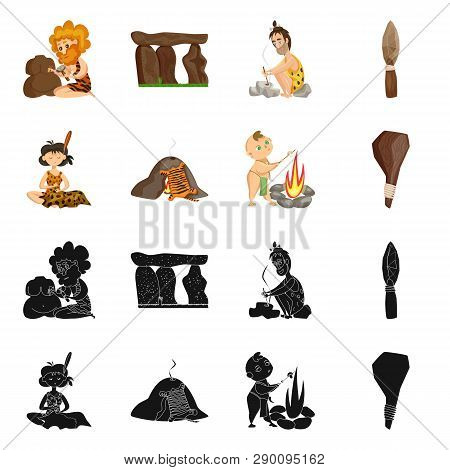 Vector Illustration Of Evolution  And Prehistory Sign. Collection Of Evolution  And Development  Vec