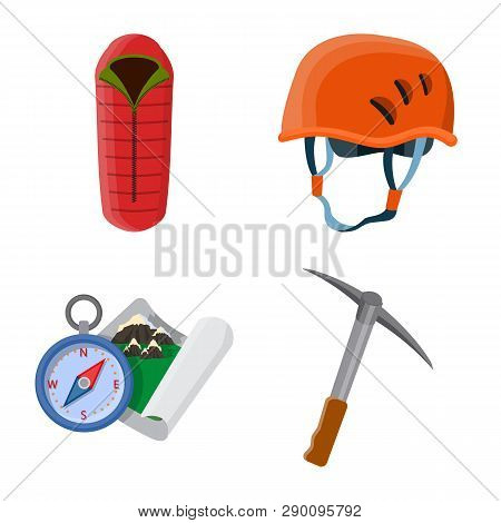 Vector Illustration Of Mountaineering And Peak Logo. Collection Of Mountaineering And Camp Vector Ic