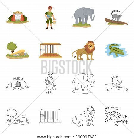 Vector Illustration Of Nature  And Fun  Sign. Set Of Nature  And Entertainment Vector Icon For Stock