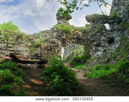 Ruins Of The Main Gate Of The Medieval Fortress 11th-13th Centuries, Khust, Ukraine