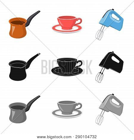 Vector Design Of Kitchen And Cook Sign. Collection Of Kitchen And Appliance Vector Icon For Stock.