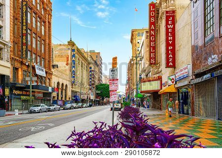 View Of The Downtown Of Los Angelos, In The Daytime.