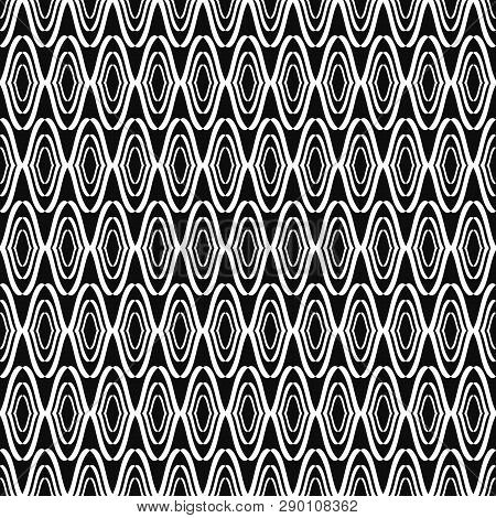 Vector Abstract Geometric Black And White Seamless Repeat Pattern Background.