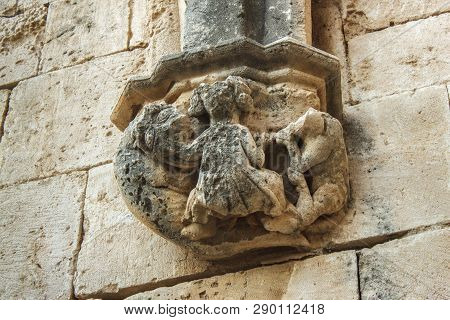 Decorative Elements In The Abbey Of Bellapais In The Northern Cyprus. Bellapais Abbey Is The Ruin Of