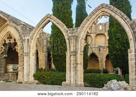 Ruins Of The Abbey Of Bellapais In The Northern Cyprus. Bellapais Abbey Is The Ruin Of A Monastery B