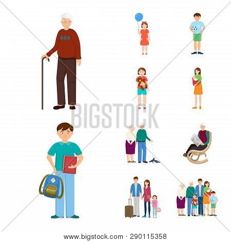 Isolated Object Of Family  And People Symbol. Set Of Family  And Avatar  Vector Icon For Stock.