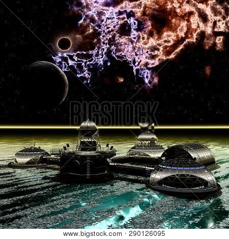 3D Illustration Of A Space Station