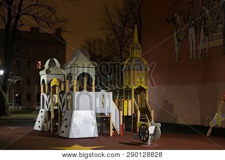Saint Petersburg, Russia - November 03, 2014: Modern Children Playground In The Petrograd District O
