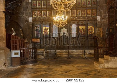 Bellapais, Cyprus - November 12, 2013: The Interior Of The Old Greek Orthodox Church In Bellapais Ab