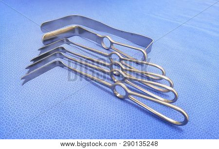 Closeup Image Of Medical Surgical Instrument Langenbeck Retractors