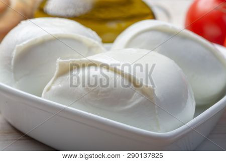 Love Mozzerella, Balls Of Buffalo Mozzarella, Soft Italian Scheese Made From The Milk Of Italian Med