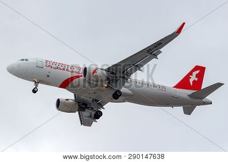 Moscow, Russia - March 17, 2019: Aircraft Airbus A320-214(wl) A6-aon Of Air Arabia Going To Landing 