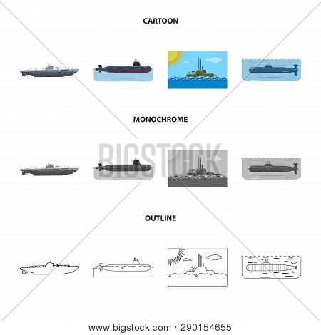 Vector Design Of War  And Ship Icon. Set Of War  And Fleet Stock Vector Illustration.