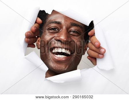 happy joyful afro-american man
