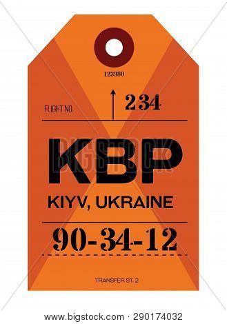 Kiev Realistically Looking Airport Luggage Tag Illustration