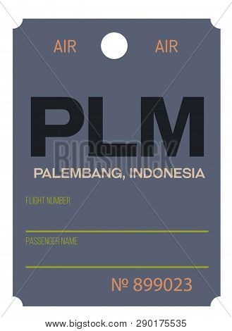 Palembang Realistically Looking Airport Luggage Tag Illustration
