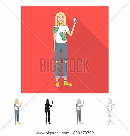 Vector Design Of Posture And Mood Sign. Set Of Posture And Female Stock Vector Illustration.